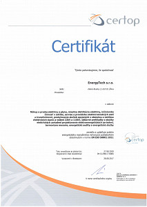 Certifikát ISO 50001:2011